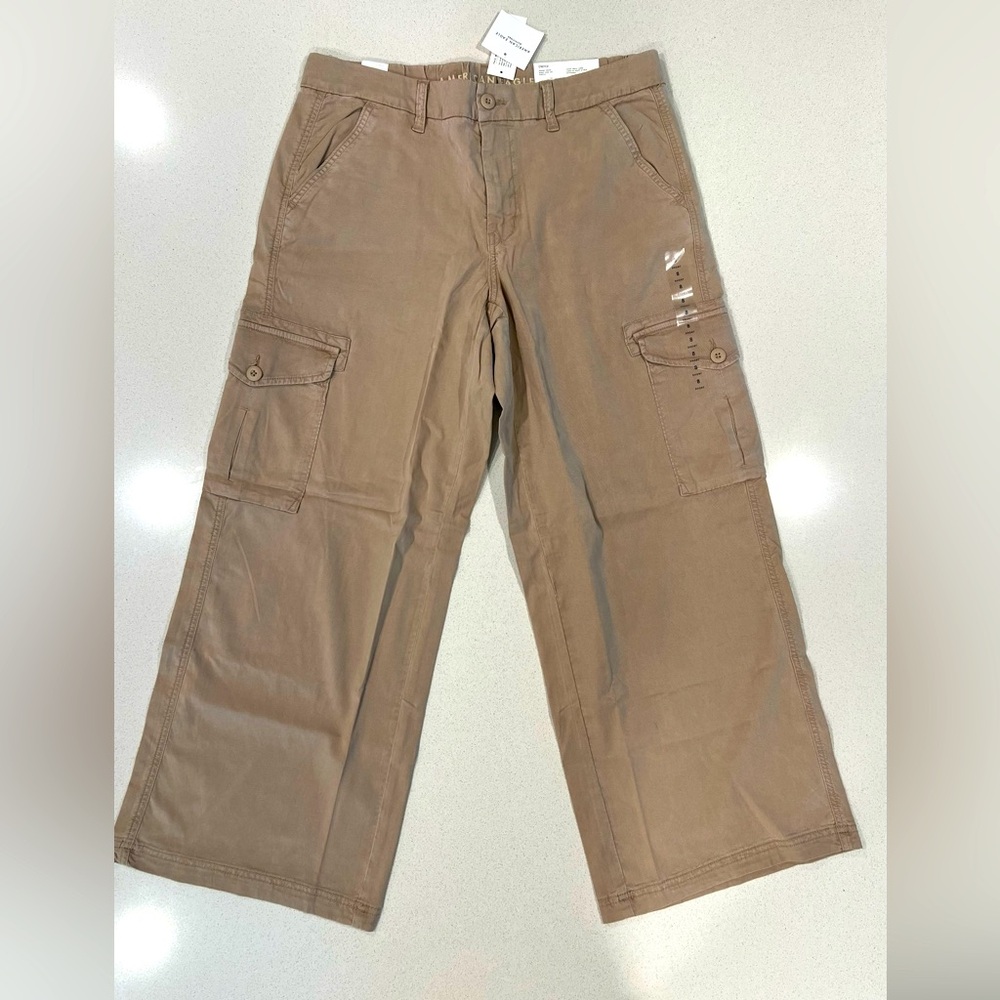 NWT American Eagle Dreamy Drape Baggy Wide Leg Cargo Chinos. Size 8 Short.